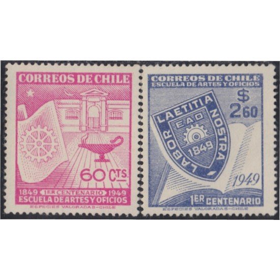 Chile 225/26 1949 Centenario de la Escuela de Artes y Oficios MH Chile 225/26 1949 Centenario de la Escuela de Artes y Oficios MH