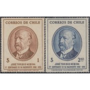 Chile 238/39 1952 Centenario del nacimiento de José Toribio Medina MH