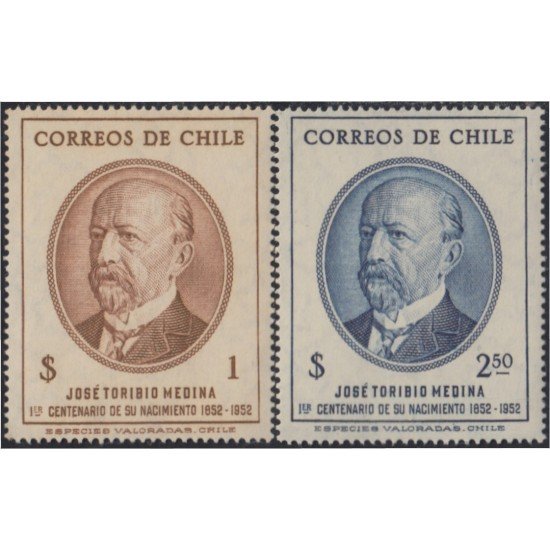 Chile 238/39 1952 Centenario del nacimiento de José Toribio Medina MH Chile 238/39 1952 Centenario del nacimiento de José Toribio Medina MH