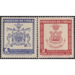 Chile 251/52 1955 Exposición Filatélica Internacional de Valparaiso MNH Chile 251/52 1955 Exposición Filatélica Internacional de Valparaiso MNH