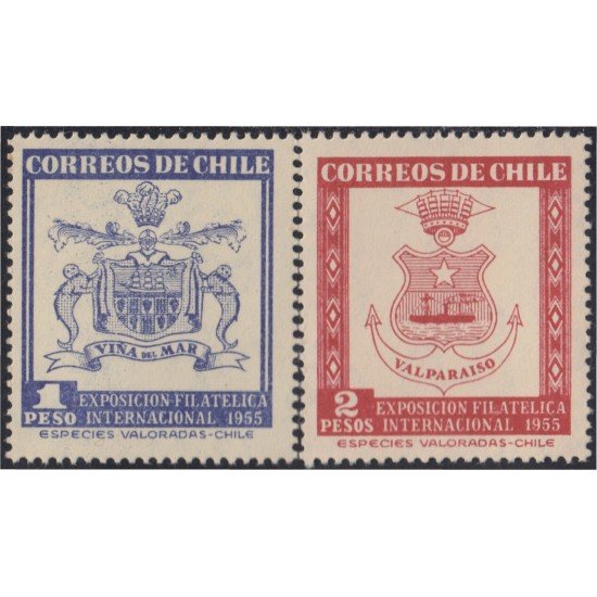 Chile 251/52 1955 Exposición Filatélica Internacional de Valparaiso MNH
