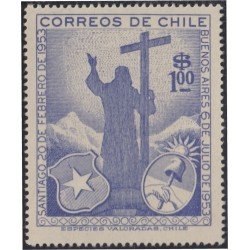 Chile 254 1955 Visitas reciprocas de Presidentes chileno y argentino MNH Chile 254 1955 Visitas reciprocas de Presidentes chileno y argentino MNH