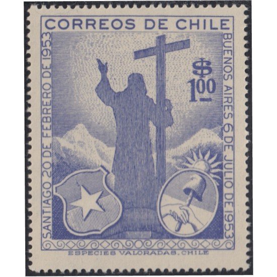 Chile 254 1955 Visitas reciprocas de Presidentes chileno y argentino MNH Chile 254 1955 Visitas reciprocas de Presidentes chileno y argentino MNH