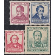 Chile 255/58 1955/56 Visitas reciprocas de Presidentes chileno y argentino MNH