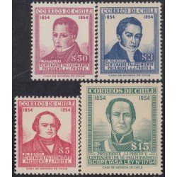 Chile 255/58 1955/56 Visitas reciprocas de Presidentes chileno y argentino MNH Chile 255/58 1955/56 Visitas reciprocas de Presidentes chileno y argentino MNH