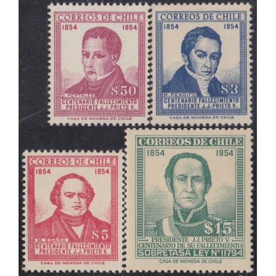 Chile 255/58 1955/56 Visitas reciprocas de Presidentes chileno y argentino MNH Chile 255/58 1955/56 Visitas reciprocas de Presidentes chileno y argentino MNH