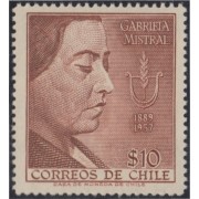 Chile 267 1958 Poetisa Gabriela Mistral Premio Nobel de Literatura MNH