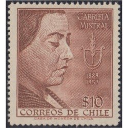 Chile 267 1958 Poetisa Gabriela Mistral Premio Nobel de Literatura MNH
