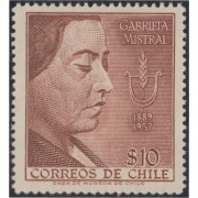 Chile 267 1958 Poetisa Gabriela Mistral Premio Nobel de Literatura MH
