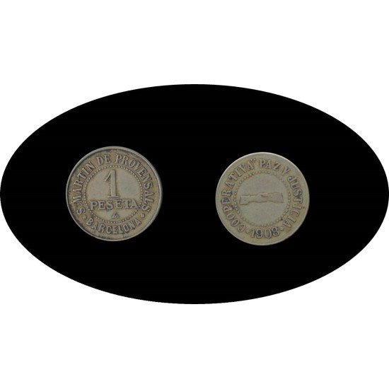 Cooperativa San Martin de Provensals Paz y Justícia 1 peseta 1900 Cooperativa San Martin de Provensals Paz y Justícia 1 peseta 1900