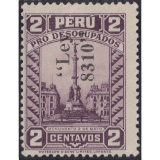 Perú 334 1936 Monumento 2 de mayo Pro Desocupados MH Perú 334 1936 Monumento 2 de mayo Pro Desocupados MH
