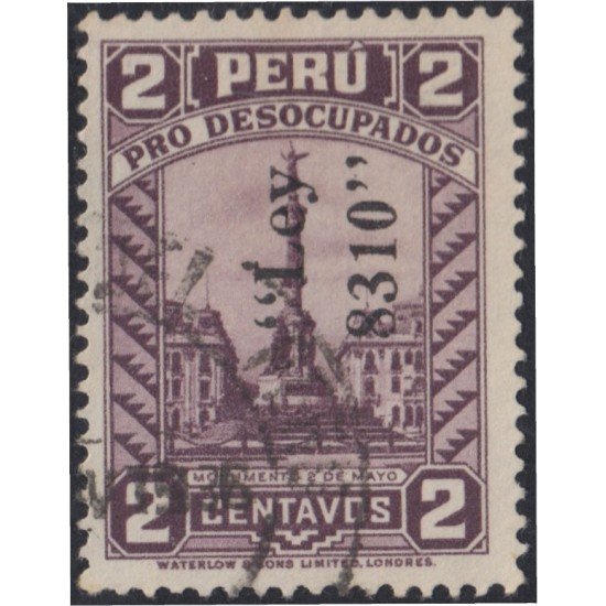 Perú 334 1936 Monumento 2 de mayo Pro Desocupados usados Perú 334 1936 Monumento 2 de mayo Pro Desocupados usados
