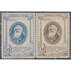 Perú 389/90 1944 Centenario de la Invención del Telégrafo eléctrico MNH Perú 389/90 1944 Centenario de la Invención del Telégrafo eléctrico MNH