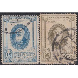 Perú 389/90 1944 Centenario de la Invención del Telégrafo eléctrico usados Perú 389/90 1944 Centenario de la Invención del Telégrafo eléctrico usados