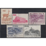 Perú 446/50 1960 Tipos de 1952-53 Fortaleza de Paramonga usados Perú 446/50 1960 Tipos de 1952-53 Fortaleza de Paramonga usados