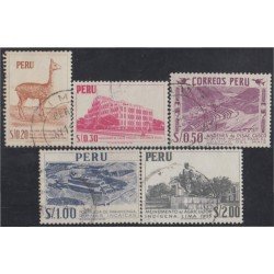 Perú 446/50 1960 Tipos de 1952-53 Fortaleza de Paramonga usados Perú 446/50 1960 Tipos de 1952-53 Fortaleza de Paramonga usados