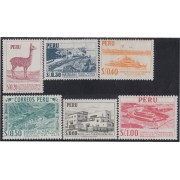 Perú 458/63 1962 Tipos de 1952-53 Fortaleza de Paramonga Matarani MH