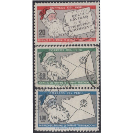 Perú 469/71 1965 Navidad Christmas usados Perú 469/71 1965 Navidad Christmas usados