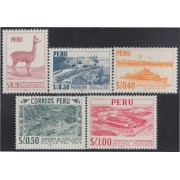 Perú 478/82 1967 Tipos de 1952-53 Fortaleza de Paramonga Matarani MNH