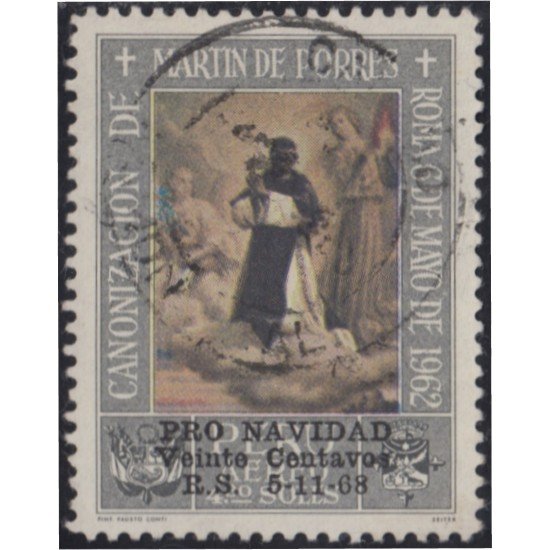 Perú 495A 1968 Martín de Porres Pro Navidad usados Perú 495A 1968 Martín de Porres Pro Navidad usados