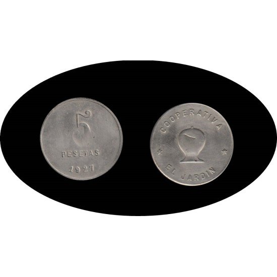 Cooperativa El Jardín 5 pesetas 1927 Cooperativa El Jardín 5 pesetas 1927