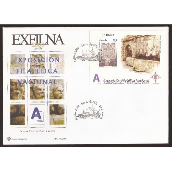 España 3716 2000 matasello y Sobre Primer Día Exfilna Avilés España 3716 2000 matasello y Sobre Primer Día Exfilna Avilés