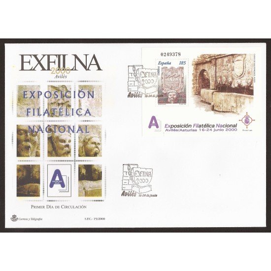 España 3716 2000 matasello y Sobre Primer Día Exfilna Avilés España 3716 2000 matasello y Sobre Primer Día Exfilna Avilés