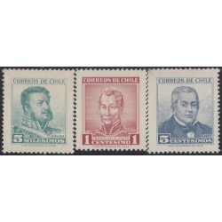 Chile 280/82 1960 Serie antigua Manuel Bulnes F.A Pinto M. Montt MNH