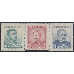 Chile 280/82 1960 Serie antigua Manuel Bulnes F.A Pinto M. Montt MH
