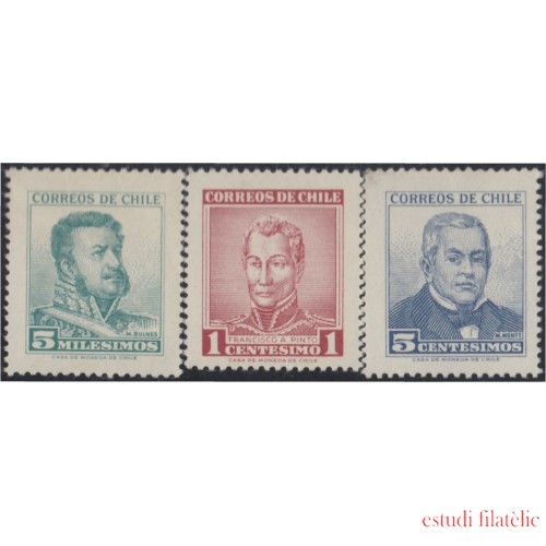 Chile 280/82 1960 Serie antigua Manuel Bulnes F.A Pinto M. Montt MH