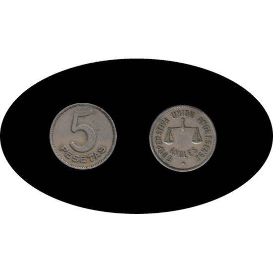Cooperativa Unión Anglesense Angles 5 pesetas Cooperativa Unión Anglesense Angles 5 pesetas