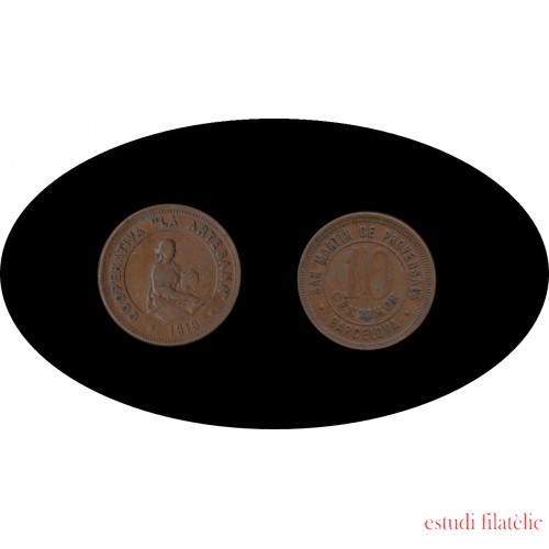 Cooperativa La Artesana Barcelona 10 céntimos 1919