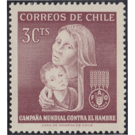 Chile 299 1963 Campaña mundial contra el hambre Cruz Roja MH Chile 299 1963 Campaña mundial contra el hambre Cruz Roja MH