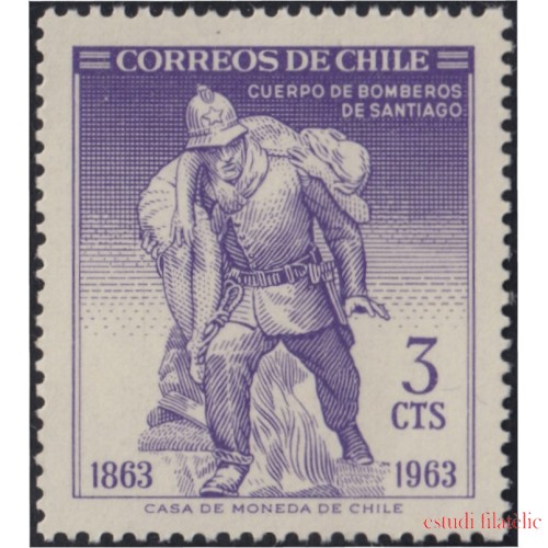 Chile 301 1963 100 Años del cuerpo de bomberos de Santiago Monumento MH