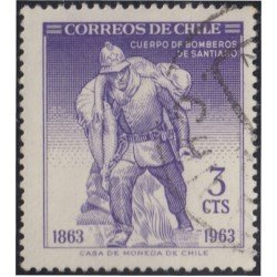 Chile 301 1963 100 Años del cuerpo de bomberos de Santiago Monumento usado Chile 301 1963 100 Años del cuerpo de bomberos de Santiago Monumento usado