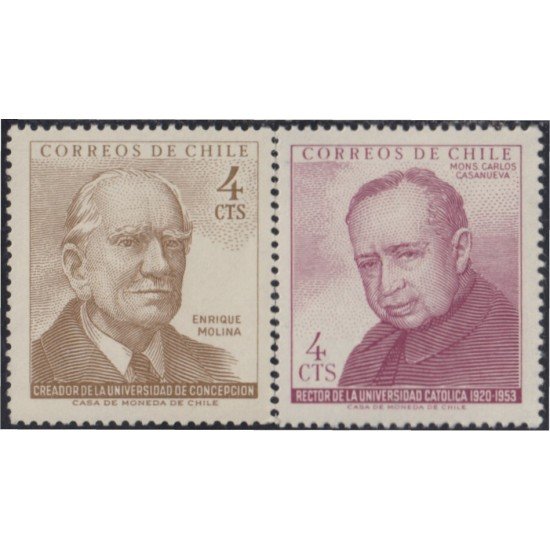 Chile 302/03 1964/65 Enrique Molina Carlos Casanueva MNH Chile 302/03 1964/65 Enrique Molina Carlos Casanueva MNH