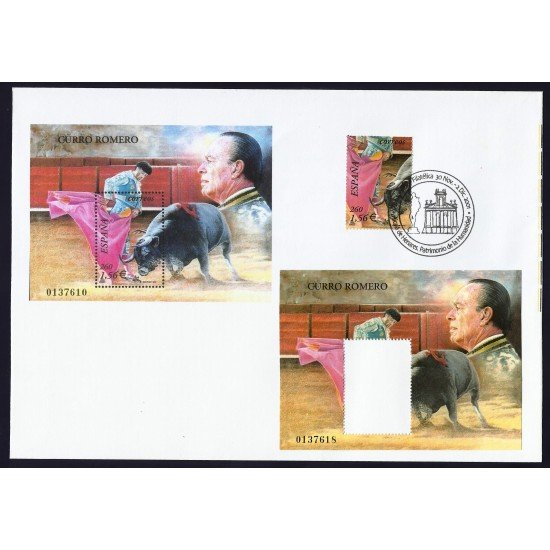España 3834 2001 Sello matasello y Sobre Toros España 3834 2001 Sello matasello y Sobre Toros