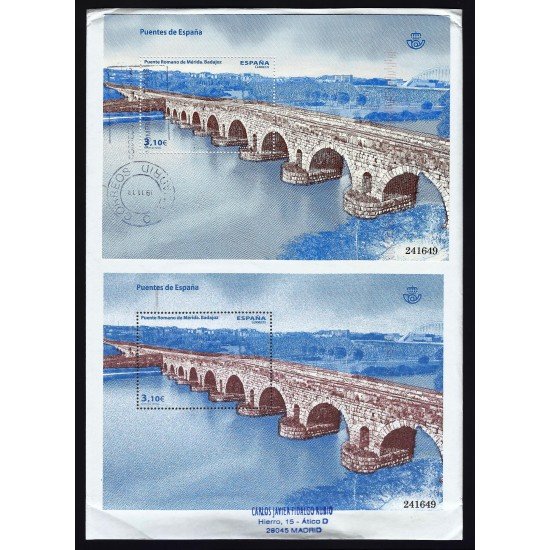 España 4819 2013 HB sobre circulado Puente Romano de Mérida España 4819 2013 HB sobre circulado Puente Romano de Mérida