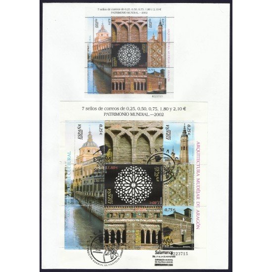 España 3936-3941 MP 80 2002 Hojita matasello Salamanca Patrimonio Mundial España 3936-3941 MP 80 2002 Hojita matasello Salamanca Patrimonio Mundial