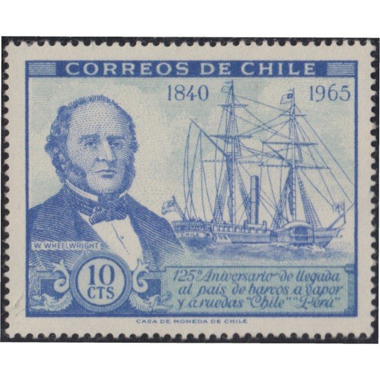 Chile 313 1966 Barcos a vapor y a ruedas W. Wheelwright MNH Chile 313 1966 Barcos a vapor y a ruedas W. Wheelwright MNH