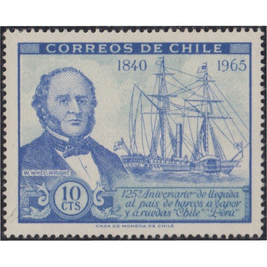 Chile 313 1966 Barcos a vapor y a ruedas W. Wheelwright MH Chile 313 1966 Barcos a vapor y a ruedas W. Wheelwright MH