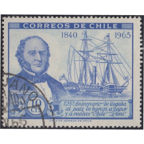 Chile 313 1966 Barcos a vapor y a ruedas W. Wheelwright usado Chile 313 1966 Barcos a vapor y a ruedas W. Wheelwright usado