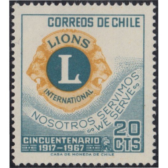 Chile 320 1967 50 Años de Lions International MNH Chile 320 1967 50 Años de Lions International MNH