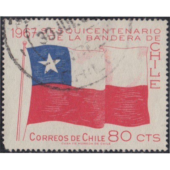 Chile 321 1967 150 Años de la Bandera Nacional usado Chile 321 1967 150 Años de la Bandera Nacional usado