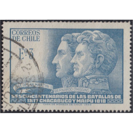 Chile 324 1968 150 Años de las batallas de Chacabuco y Maipú usado Chile 324 1968 150 Años de las batallas de Chacabuco y Maipú usado
