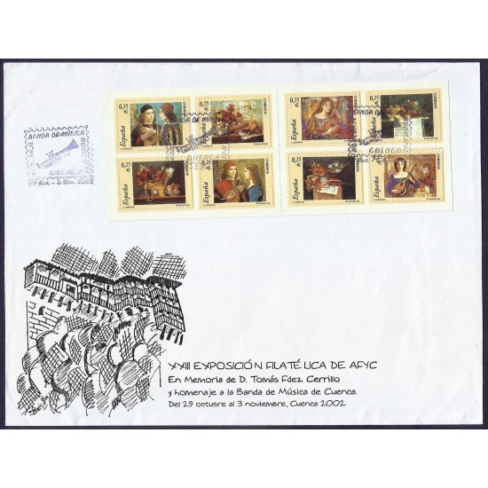 España 3925-3932C 2002 Carnet matasello y Sobre Salamanca 2002 Emisión privada España 3925-3932C 2002 Carnet matasello y Sobre Salamanca 2002 Emisión privada