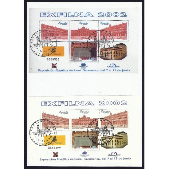España 3906 2002 Hojita Sobre matasello Exfilna Salamanca 2002 España 3906 2002 Hojita Sobre matasello Exfilna Salamanca 2002