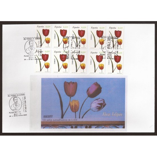 España 4381H 2008 matasello XLI Feria Plaza Mayor 2009 Tulipán flora España 4381H 2008 matasello XLI Feria Plaza Mayor 2009 Tulipán flora