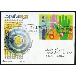 España 3949 2002 HB Sobre circulado Exposición Mundial Salamanca 2002 España 3949 2002 HB Sobre circulado Exposición Mundial Salamanca 2002