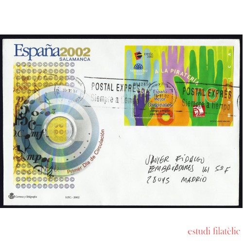 España 3949 2002 HB Sobre circulado Exposición Mundial Salamanca 2002